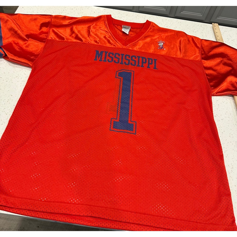 vintage 90's Signal Sport Mississippi Rebels Football Jersey Red  Mesh XL  Mens